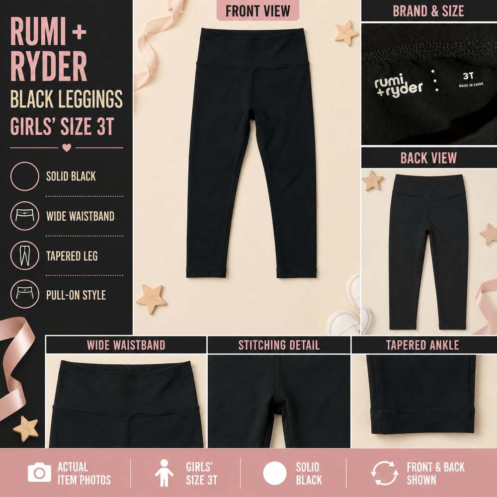 Rumi + Ryder Solid Black Girls Leggings Size 3T